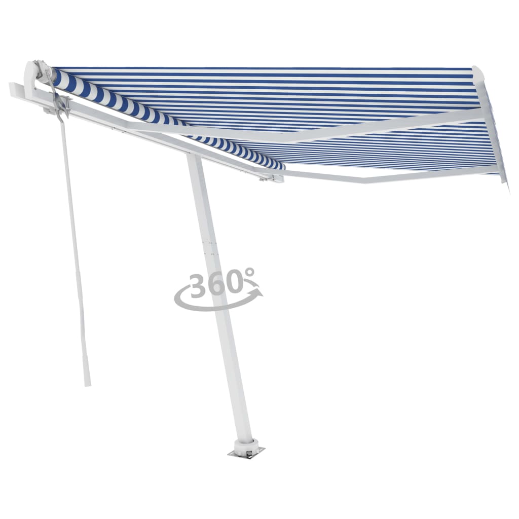 VidaXL Luifel vrijstaand automatisch 300x250 cm blauw en wit
