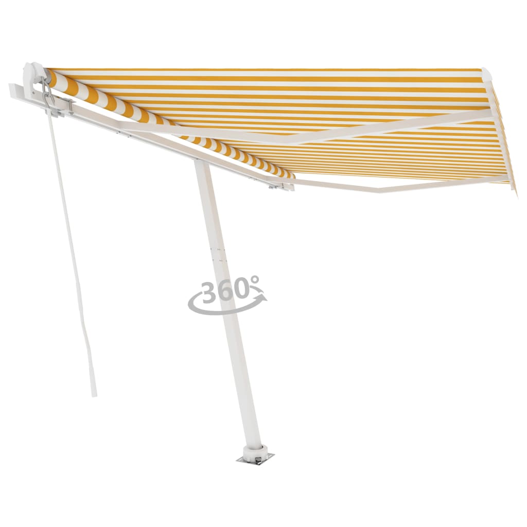 VidaXL Luifel vrijstaand handmatig uittrekbaar 350x250 cm geel en wit