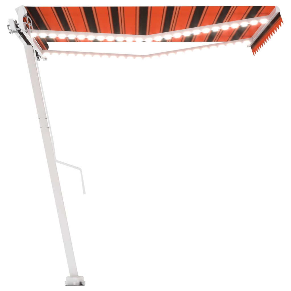 VidaXL Luifel handmatig uittrekbaar met LED 350x250 cm oranje en bruin