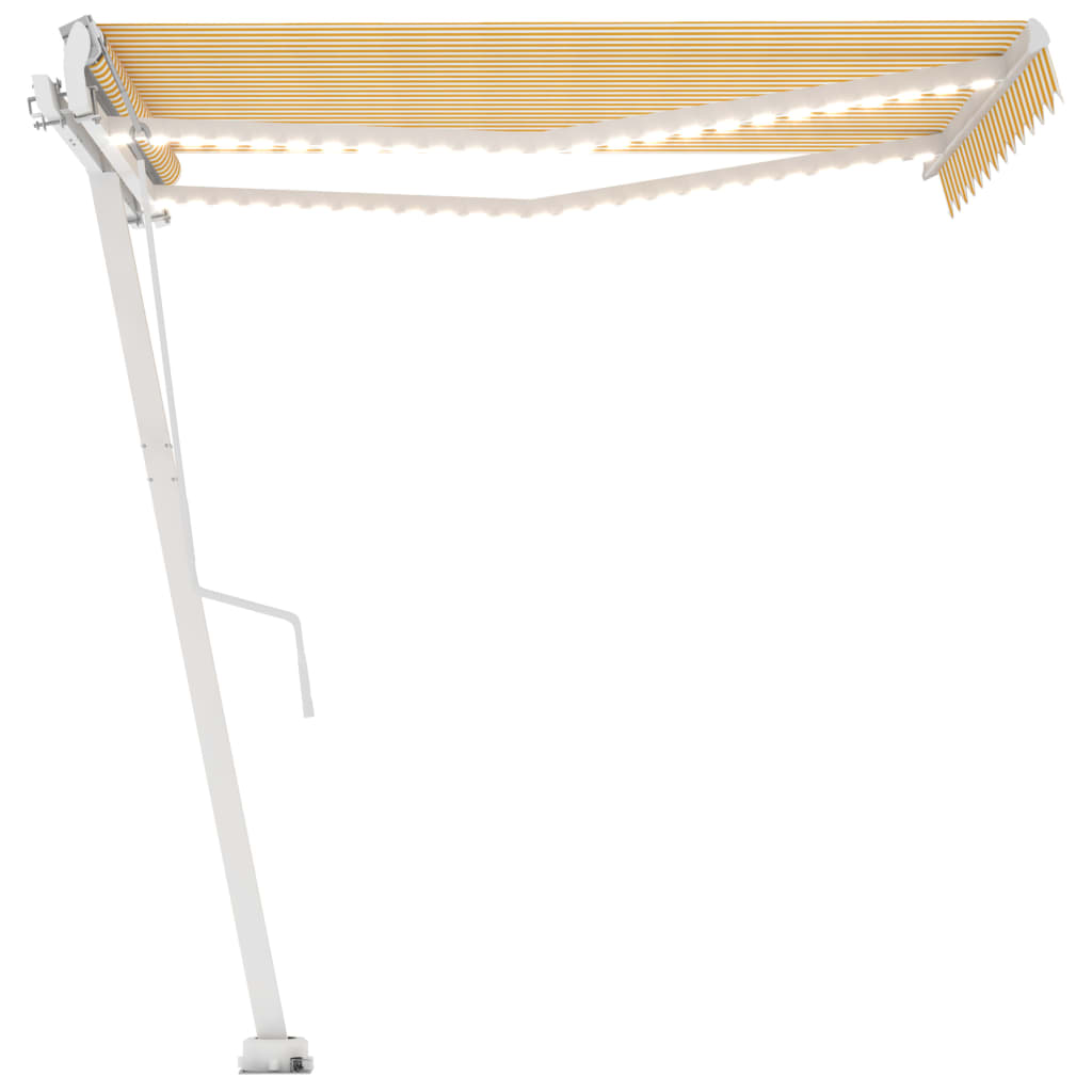 VidaXL Luifel automatisch met LED en windsensor 350x250 cm geel en wit