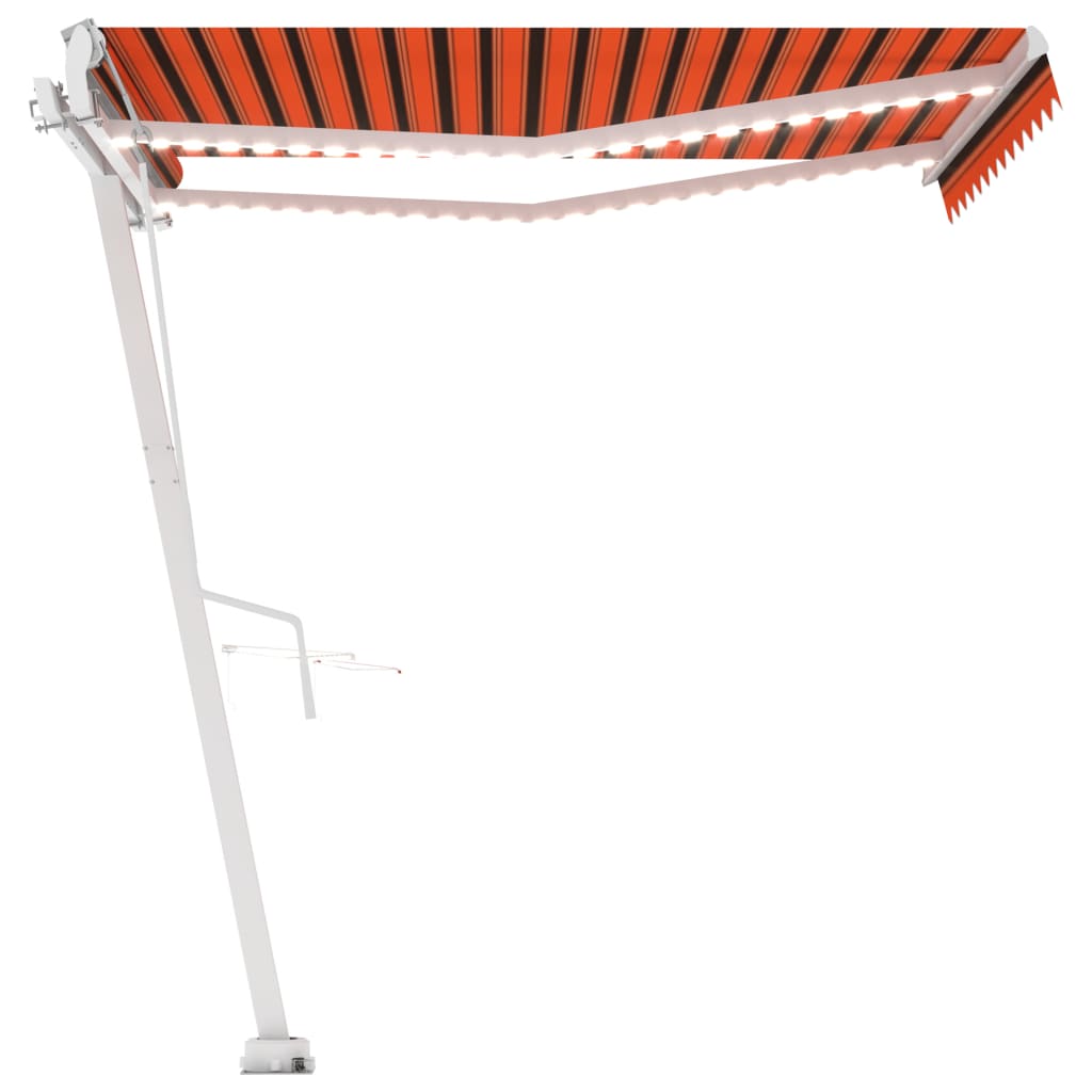 VidaXL Luifel automatisch met LED windsensor 350x250 cm oranje bruin