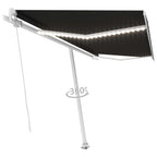 VidaXL Luifel handmatig uittrekbaar met LED 400x300 cm antracietkleur