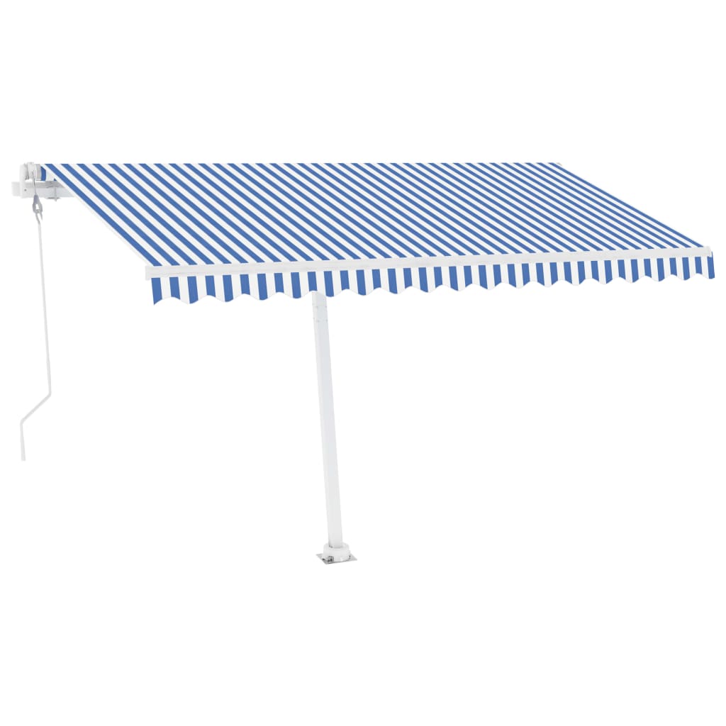 VidaXL Luifel vrijstaand automatisch 400x300 cm blauw en wit