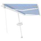 VidaXL Luifel vrijstaand automatisch 400x300 cm blauw en wit