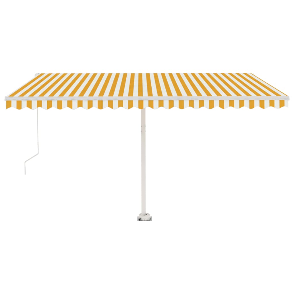 VidaXL Luifel vrijstaand handmatig uittrekbaar 450x300 cm geel en wit