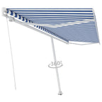 VidaXL Luifel vrijstaand handmatig uittrekbaar 500x300 cm blauw en wit
