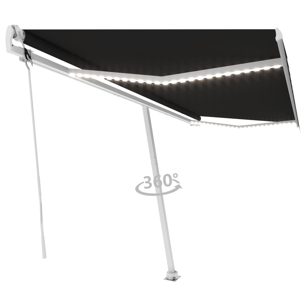 VidaXL Luifel automatisch met LED en windsensor 500x300 cm antraciet