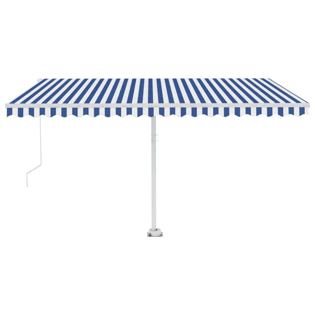 VidaXL Luifel vrijstaand handmatig uittrekbaar 400x350 cm blauw en wit