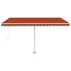 VidaXL Luifel vrijstaand handmatig uittrekbaar 400x350 cm oranje bruin