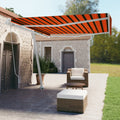 VidaXL Luifel vrijstaand handmatig uittrekbaar 400x350 cm oranje bruin