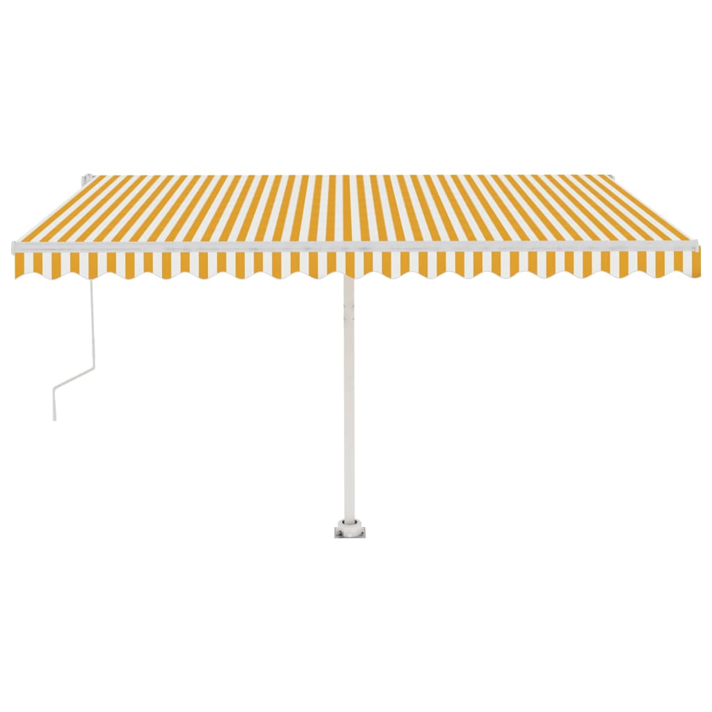 VidaXL Luifel vrijstaand automatisch 400x350 cm geel en wit