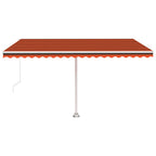 VidaXL Luifel vrijstaand handmatig uittrekbaar 450x350 cm oranje bruin