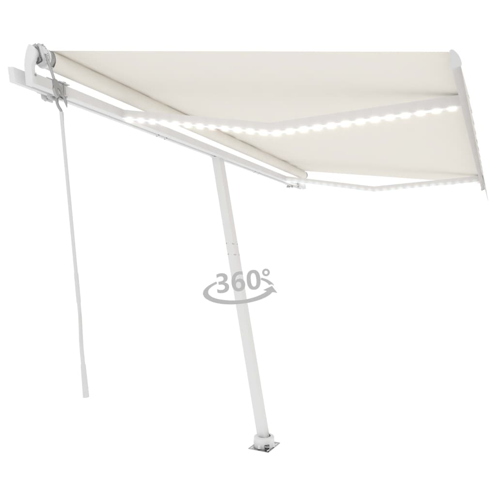 VidaXL Luifel automatisch met LED en windsensor 450x350 cm crèmekleur