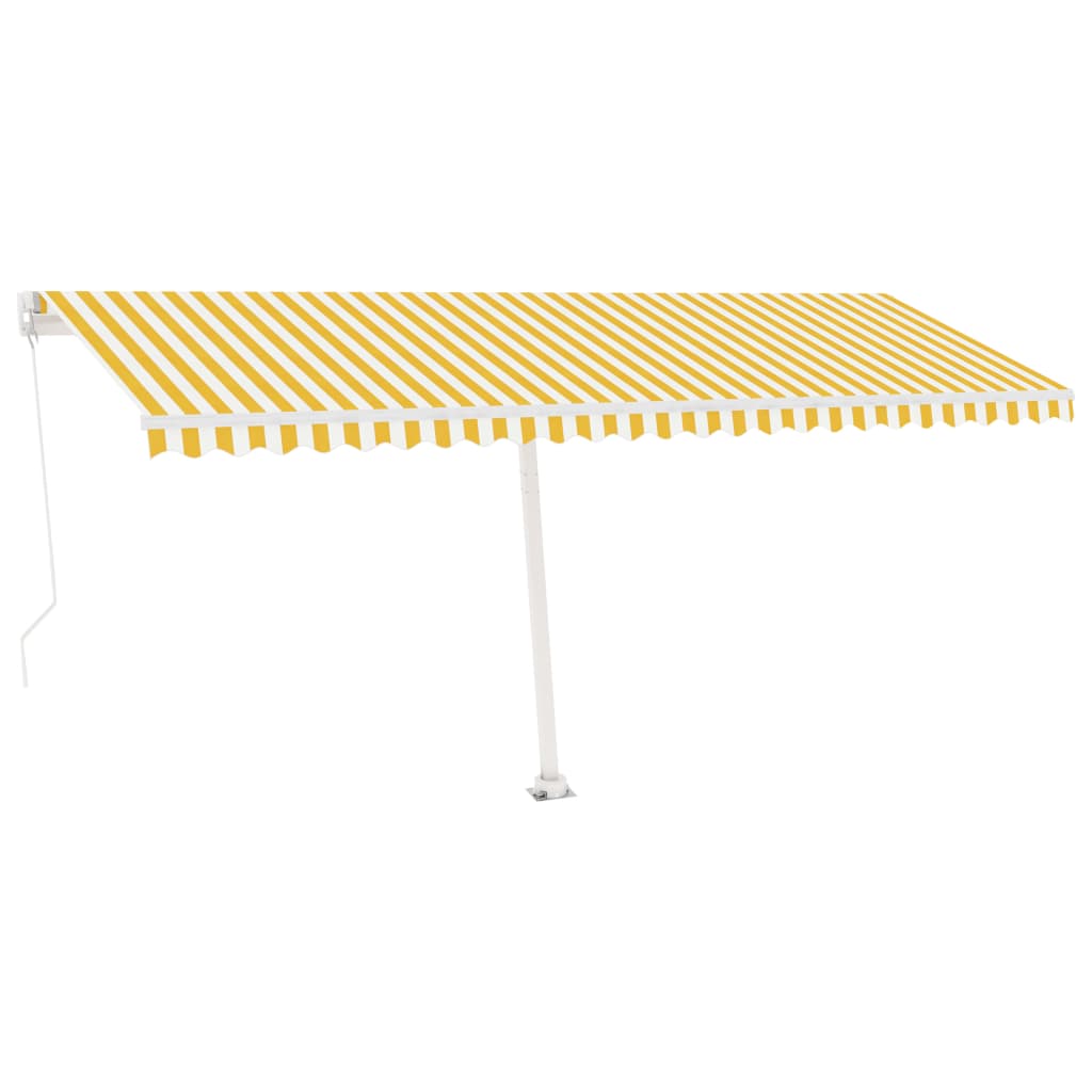 VidaXL Luifel vrijstaand handmatig uittrekbaar 500x350 cm geel en wit