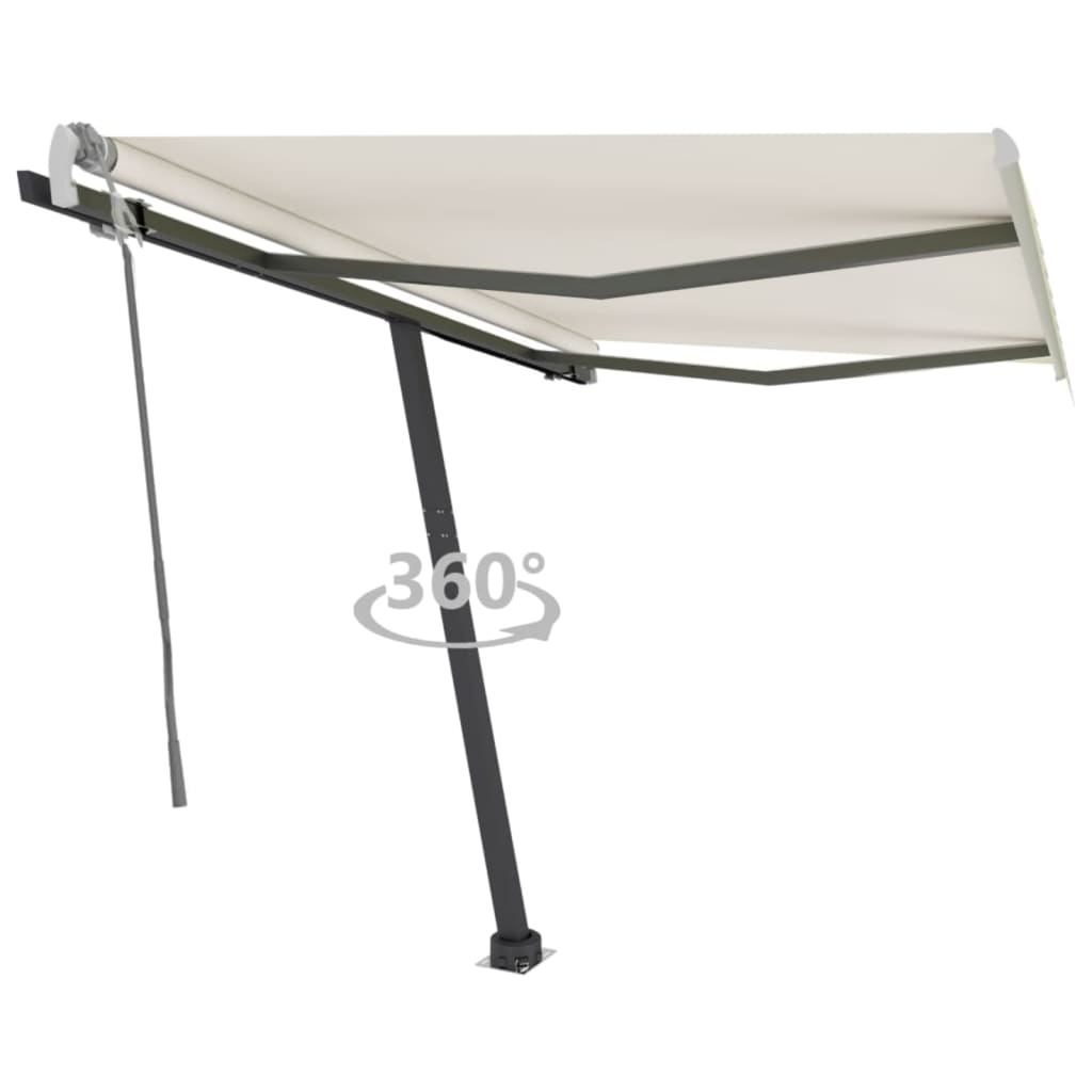 VidaXL Luifel vrijstaand handmatig uittrekbaar 350x250 cm crèmekleurig