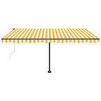 VidaXL Luifel vrijstaand automatisch 450x300 cm geel en wit