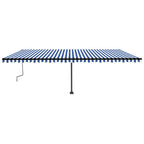 VidaXL Luifel handmatig uittrekbaar met LED 600x350 cm blauw en wit