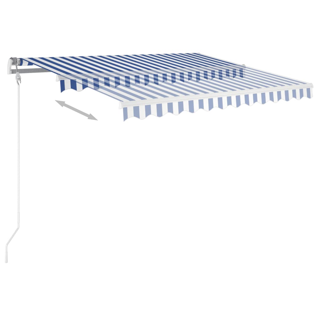 VidaXL Luifel handmatig uittrekbaar met LED 3x2,5 m blauw en wit