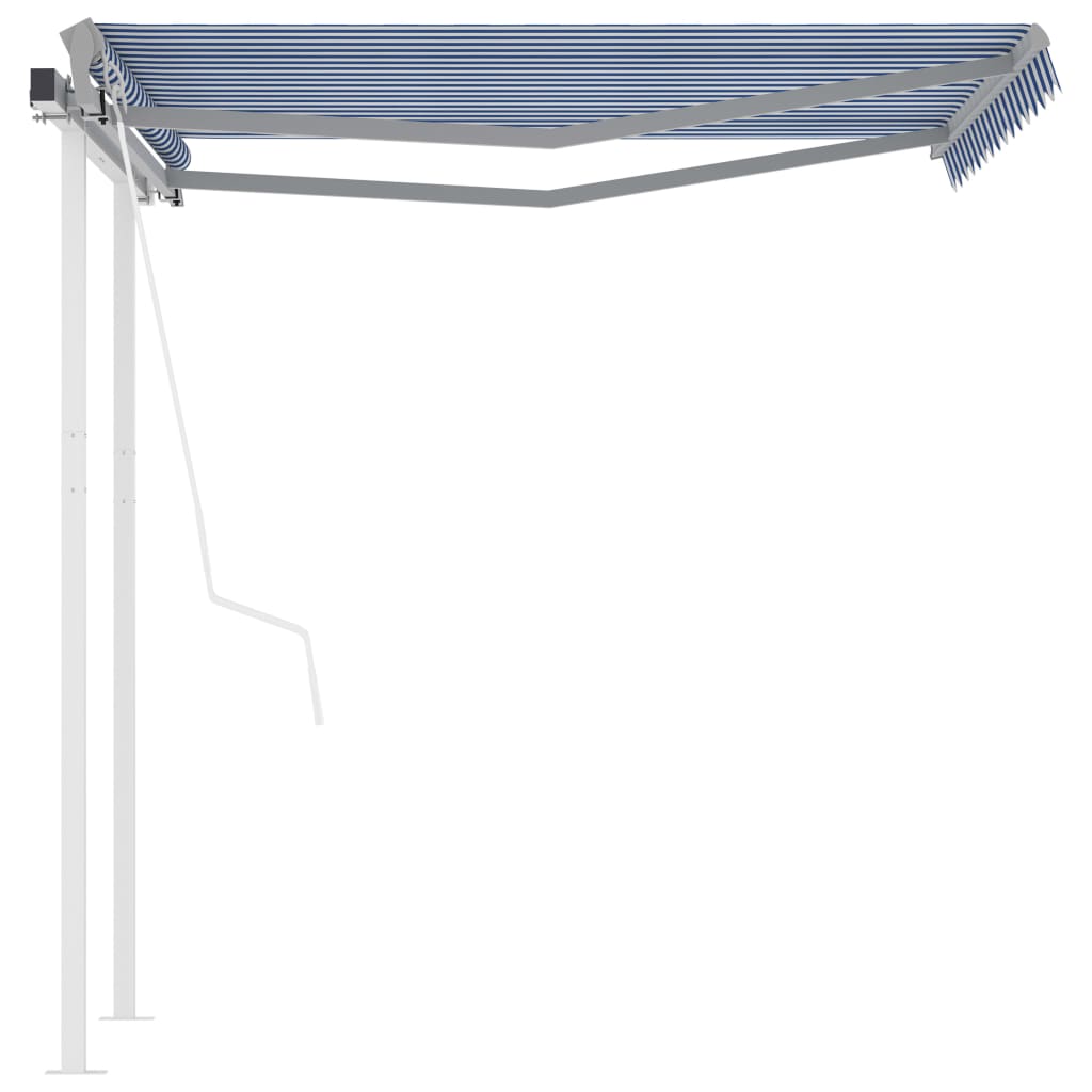 VidaXL Luifel automatisch uittrekbaar met palen 3x2,5 m blauw en wit