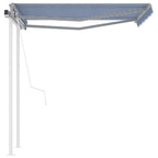VidaXL Luifel automatisch uittrekbaar met palen 3x2,5 m blauw en wit