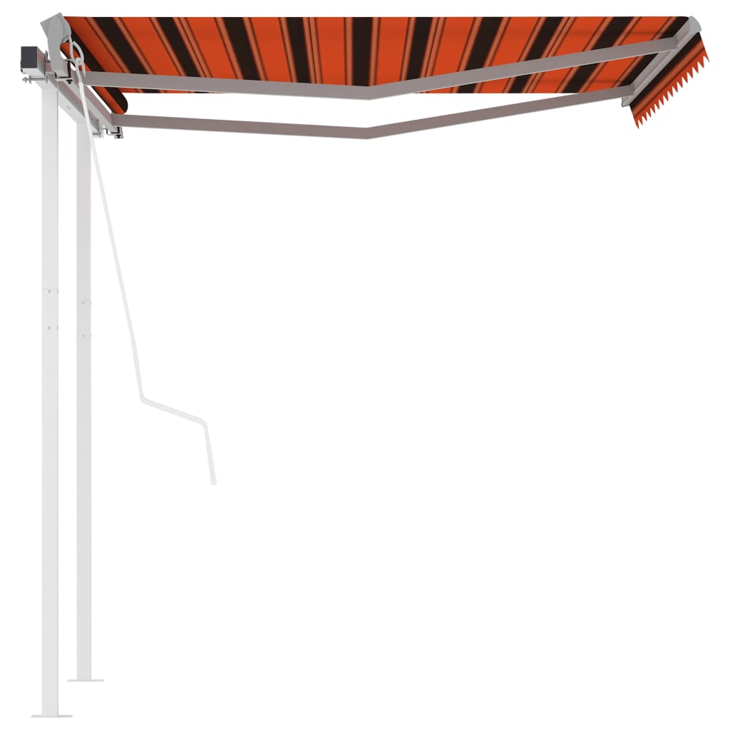 VidaXL Luifel automatisch uittrekbaar met palen 3x2,5 m oranje bruin