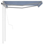 VidaXL Luifel automatisch uittrekbaar met palen 3,5x2,5 m blauw en wit
