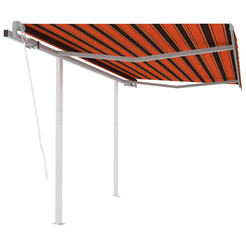 VidaXL Luifel automatisch uittrekbaar met palen 3,5x2,5 m oranje bruin