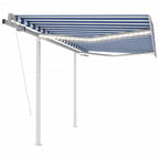 VidaXL Luifel automatisch met LED en windsensor 3,5x2,5 m blauw en wit