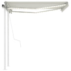 VidaXL Luifel automatisch met LED en windsensor 3,5x2,5 m crèmekleurig