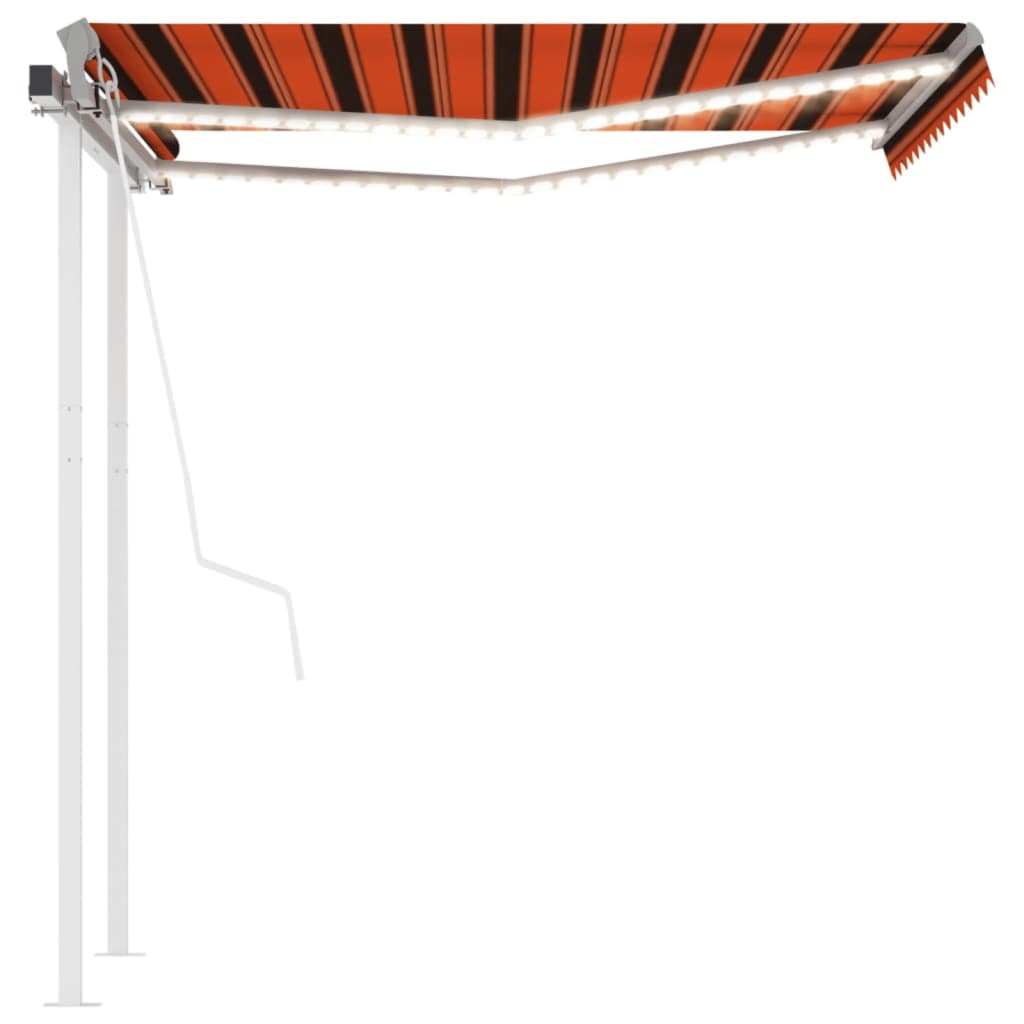 VidaXL Luifel automatisch met LED en windsensor 3,5x2,5 m oranje bruin
