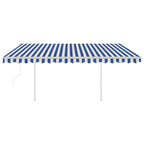 VidaXL Luifel automatisch uittrekbaar met palen 4x3 m blauw en wit