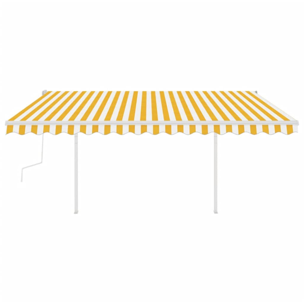 VidaXL Luifel handmatig uittrekbaar met LED 4,5x3 m geel en wit