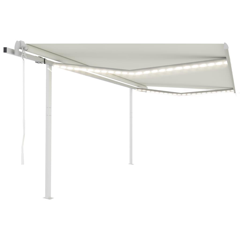 VidaXL Luifel automatisch met LED en windsensor 4,5x3 m crèmekleurig
