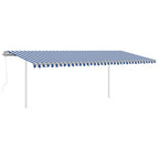 VidaXL Luifel automatisch uittrekbaar met palen 6x3 m blauw en wit