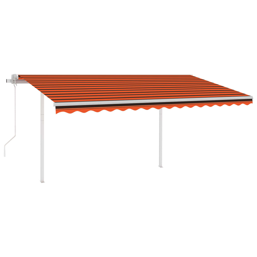 VidaXL Luifel automatisch uittrekbaar met palen 4,5x3,5 m oranje bruin