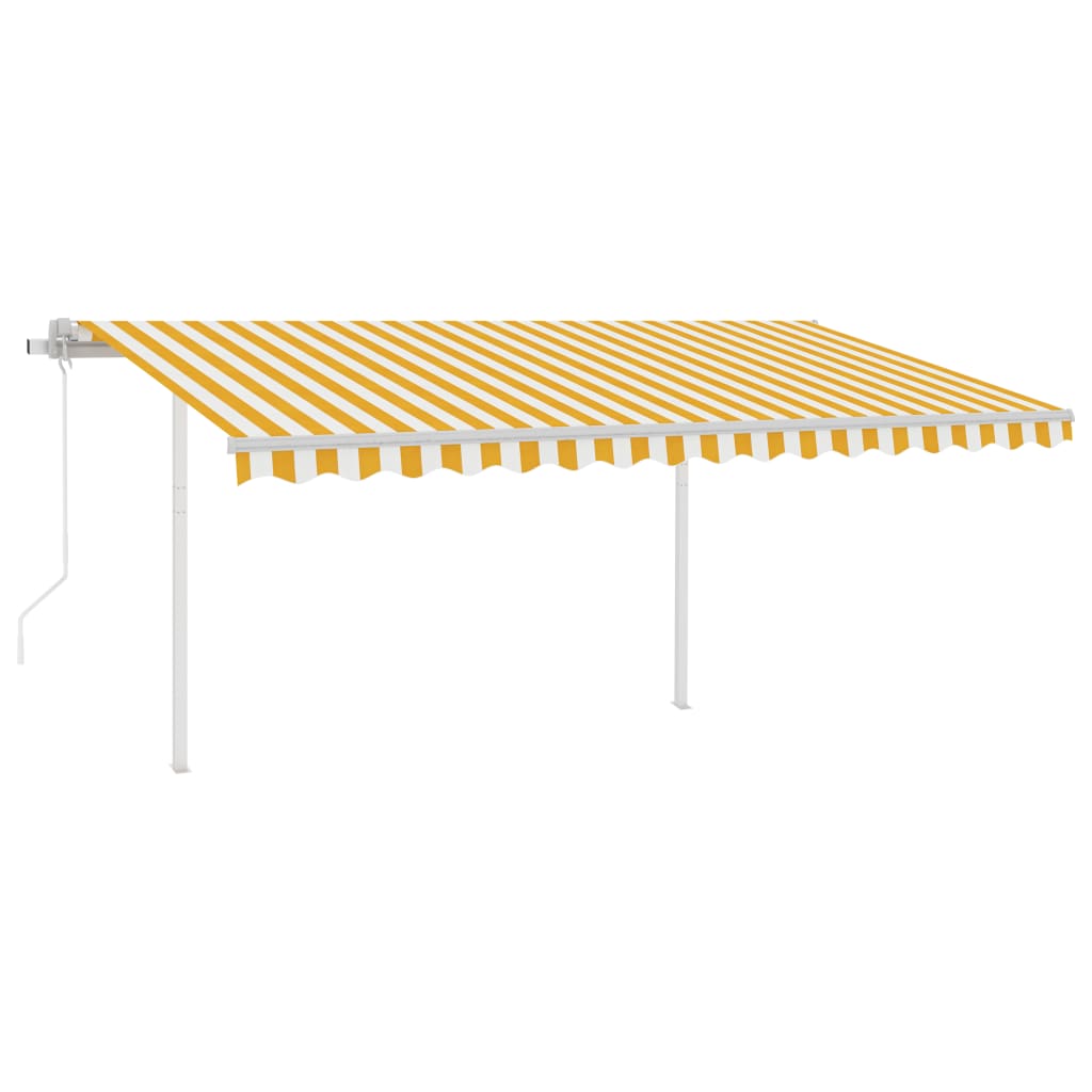 VidaXL Luifel automatisch met LED en windsensor 4,5x3,5 m geel en wit
