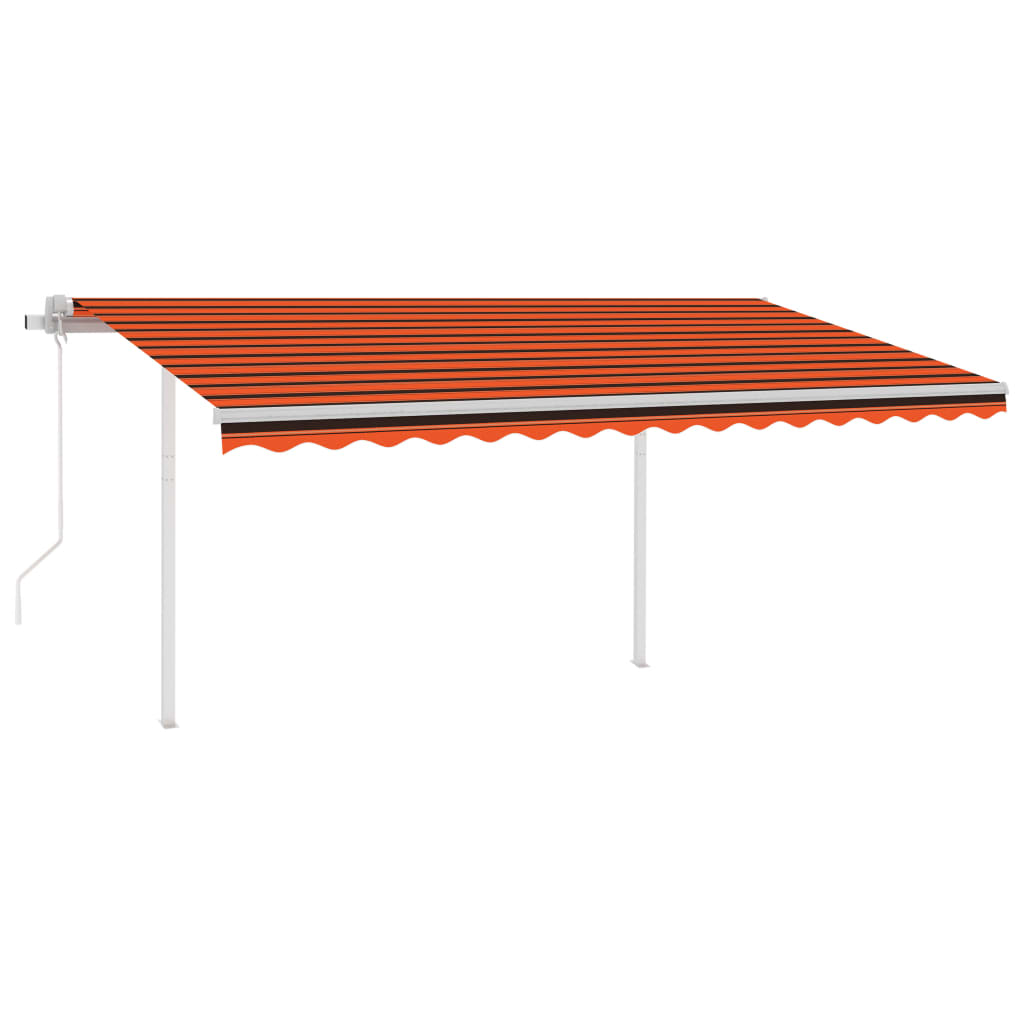 VidaXL Luifel automatisch met LED en windsensor 4,5x3,5 m oranje bruin
