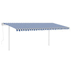 VidaXL Luifel automatisch uittrekbaar met palen 5x3,5 m blauw en wit