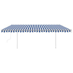 VidaXL Luifel automatisch uittrekbaar met palen 5x3,5 m blauw en wit