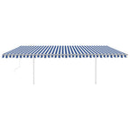 VidaXL Luifel automatisch uittrekbaar met palen 6x3,5 m blauw en wit