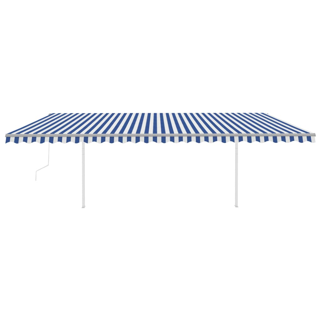VidaXL Luifel automatisch uittrekbaar met palen 6x3,5 m blauw en wit