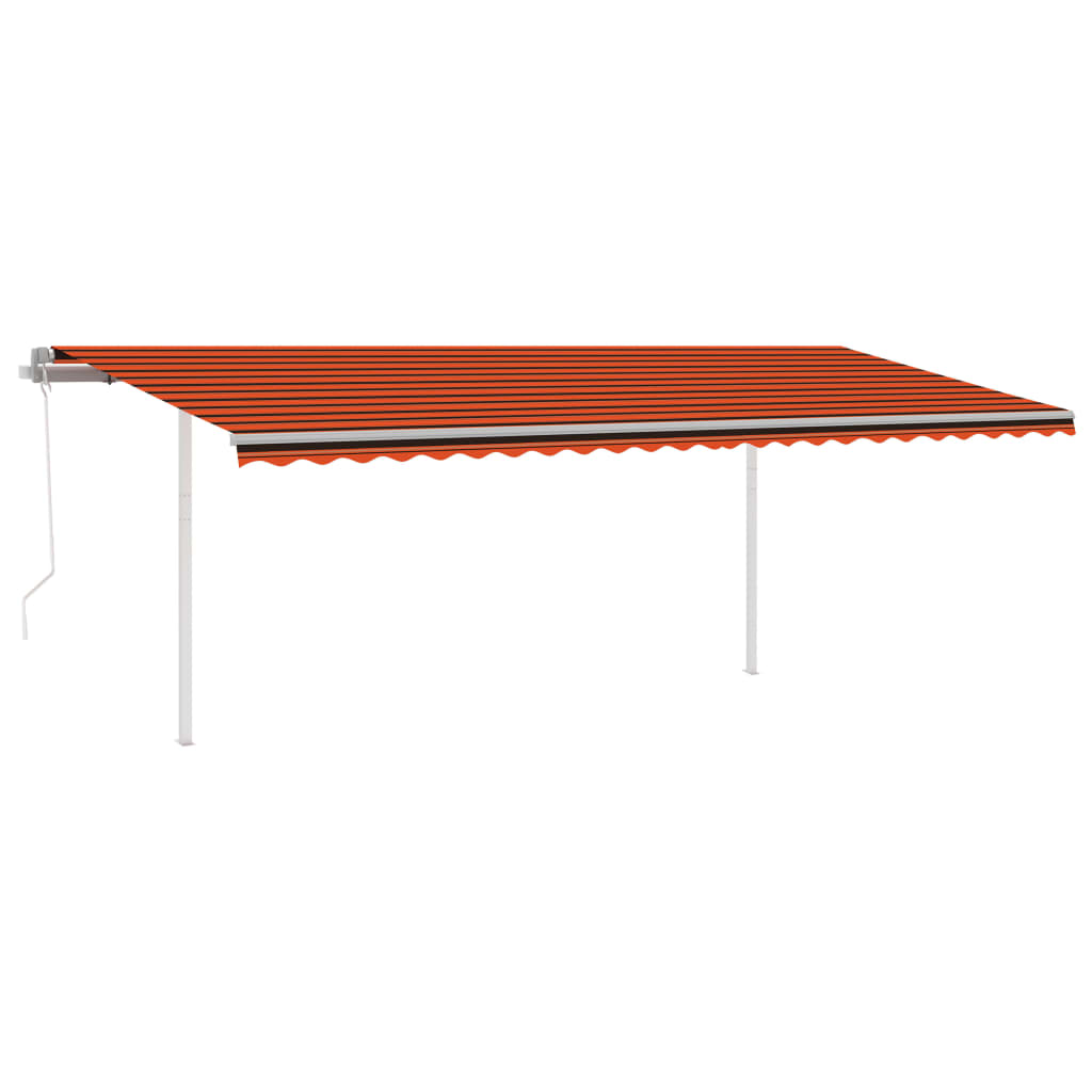 VidaXL Luifel automatisch uittrekbaar met palen 6x3,5 m oranje bruin