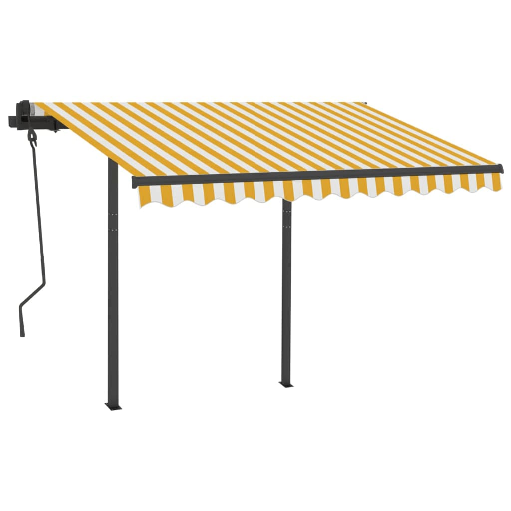 VidaXL Luifel automatisch met LED en windsensor 3x2,5 m geel en wit