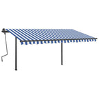 VidaXL Luifel handmatig uittrekbaar met LED 4x3 m blauw en wit