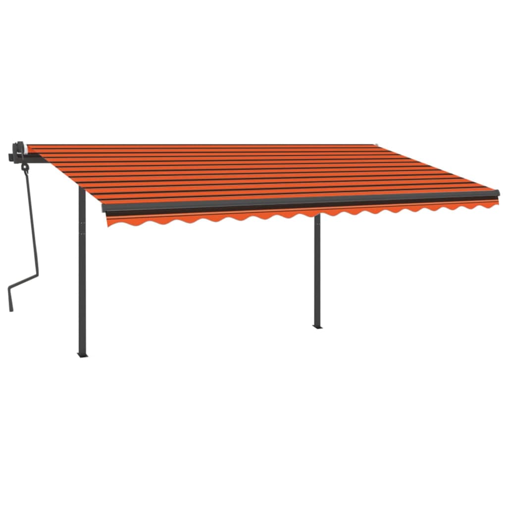 VidaXL Luifel handmatig uittrekbaar met LED 4x3 m oranje en bruin