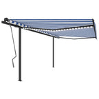 VidaXL Luifel automatisch met LED en windsensor 4x3 m blauw en wit