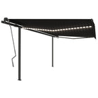 VidaXL Luifel automatisch met LED en windsensor 4x3 m antracietkleurig