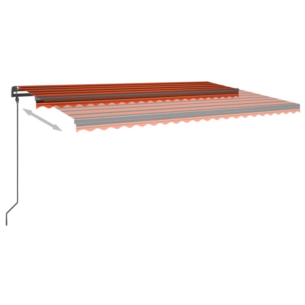 VidaXL Luifel handmatig uittrekbaar met palen 5x3 m oranje en bruin