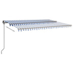 VidaXL Luifel automatisch uittrekbaar met palen 5x3 m blauw en wit