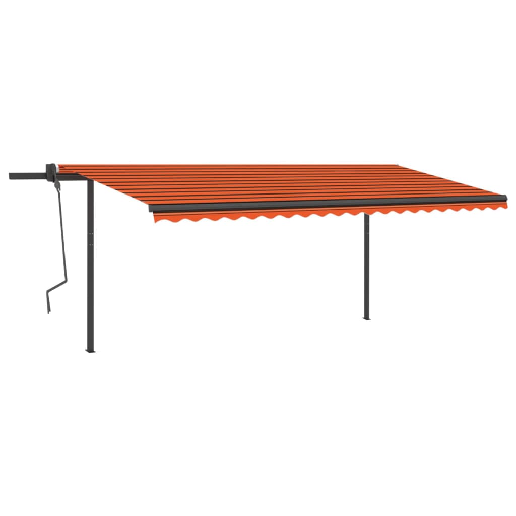 VidaXL Luifel automatisch uittrekbaar met palen 5x3 m oranje en bruin
